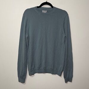 Frank & Oak Men vintage blue crew neck long sleeve 100% merino wool sweater L